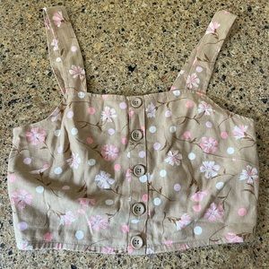 BP Brown Floral Crop Top Size Small.